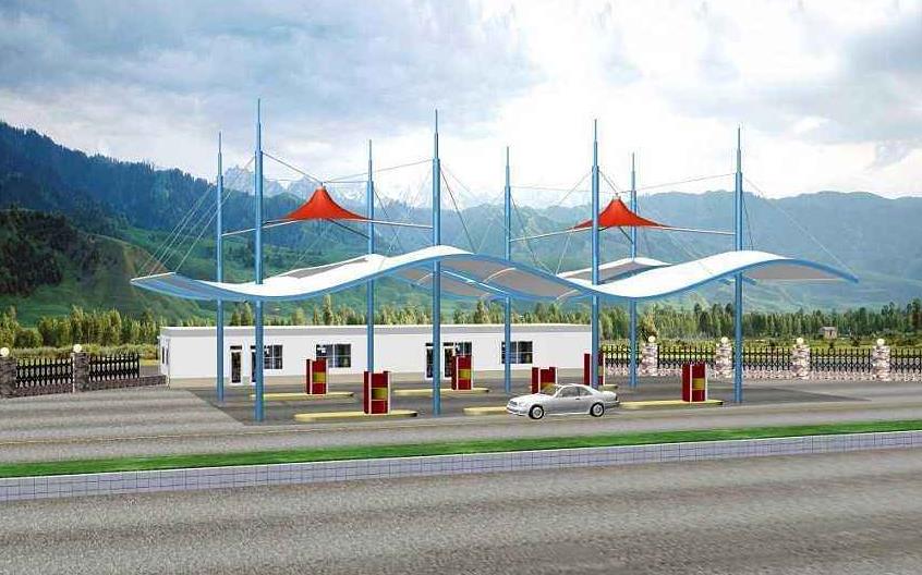 加油站膜結(jié)構(gòu)罩棚 加油站膜結(jié)構(gòu)罩棚