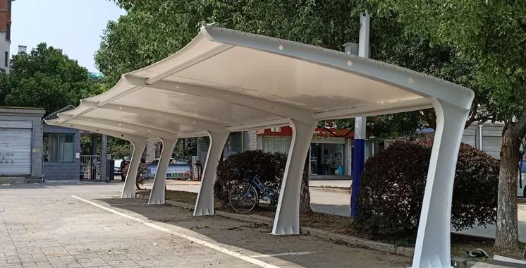 安徽海德思六安金寨7字型膜結(jié)構(gòu)停車棚項目